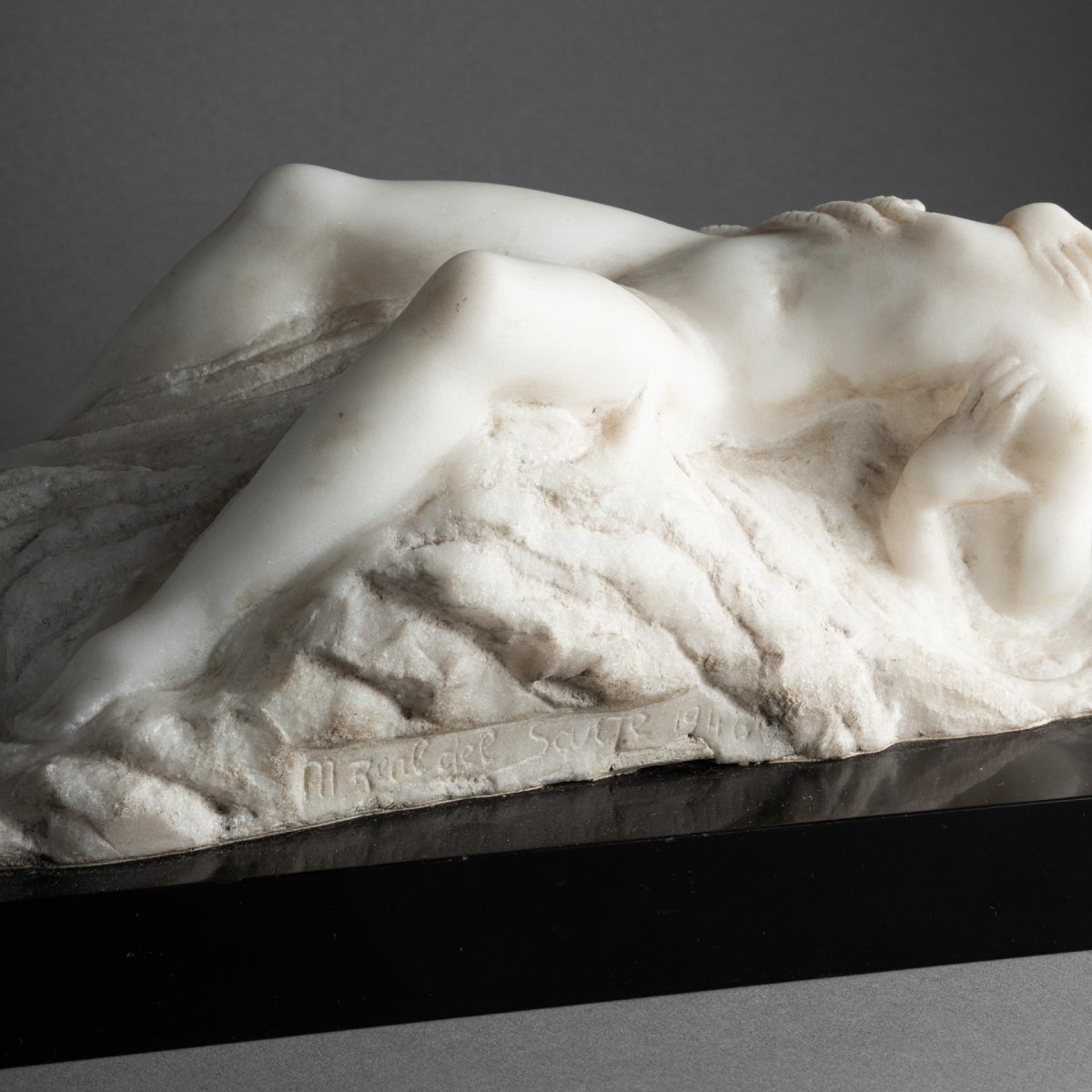 Maxime Real Del Sarte: Lascivious Nude, Directly Carved From Carrara Marble, Signed, Dated 1940 -photo-1