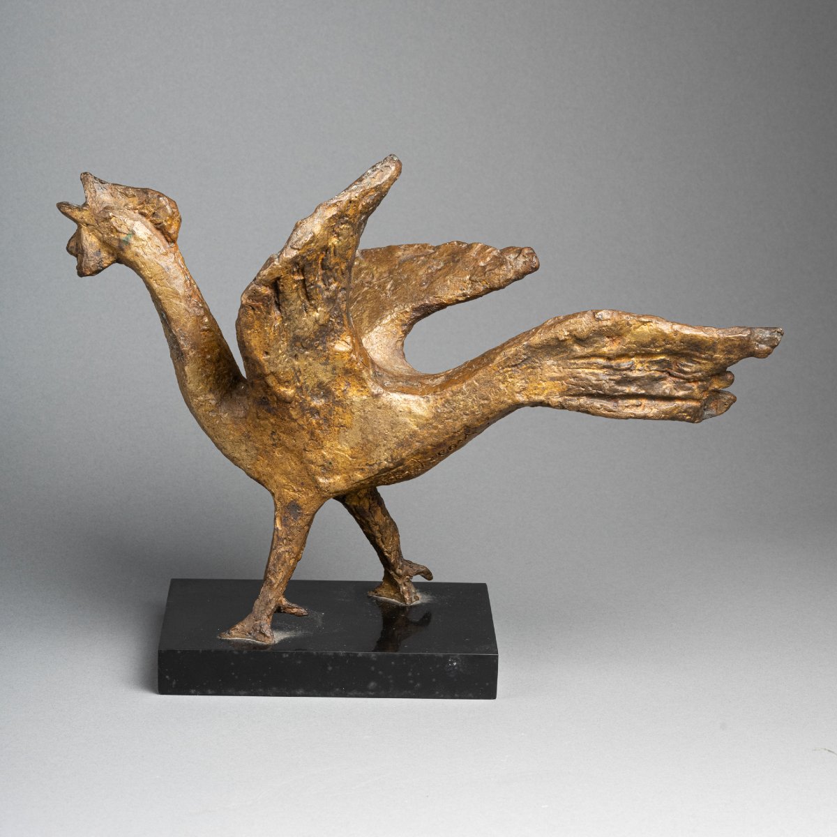 Constantin Andréou: "rooster," Original Signed Bronze Sculpture — Cast By Valsuani, C. 1950–70-photo-1