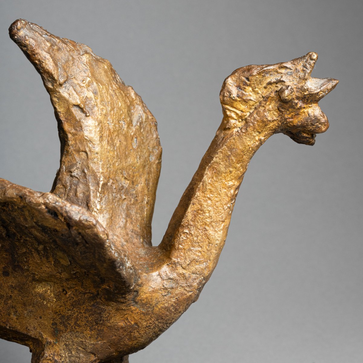 Constantin Andréou: "rooster," Original Signed Bronze Sculpture — Cast By Valsuani, C. 1950–70-photo-2