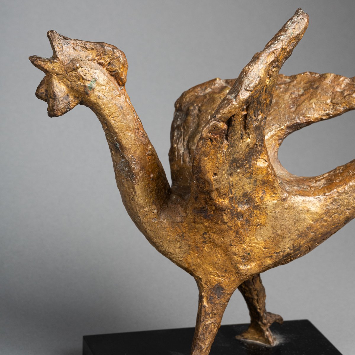 Constantin Andréou: "rooster," Original Signed Bronze Sculpture — Cast By Valsuani, C. 1950–70-photo-3