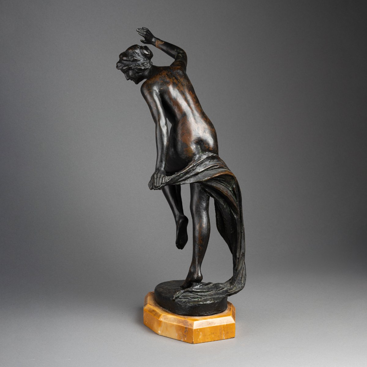 R. Roussel De Préville: "nude Dancer With A Veil," Bronze Sculpture, Ca. 1910-photo-2