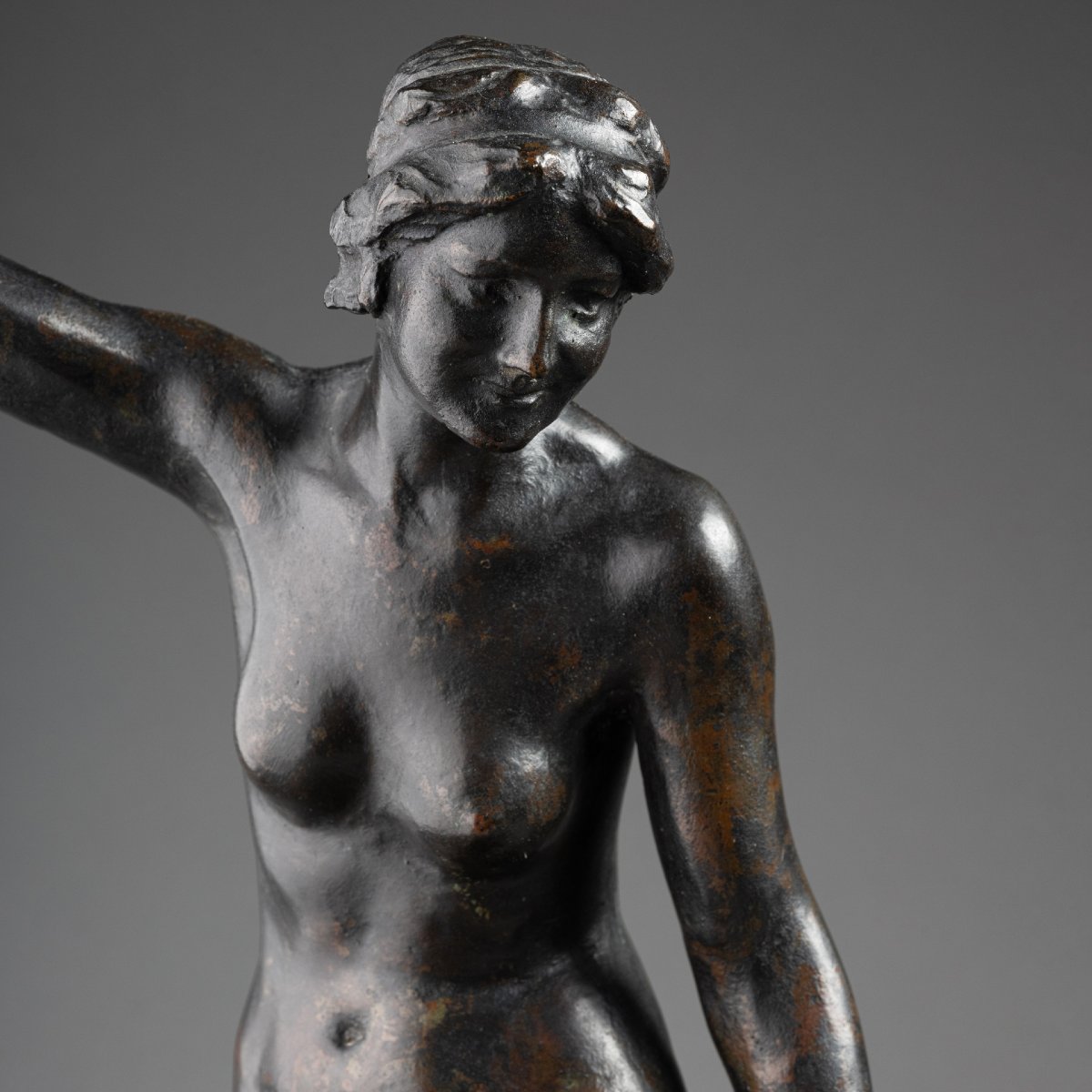 R. Roussel De Préville: "nude Dancer With A Veil," Bronze Sculpture, Ca. 1910-photo-5