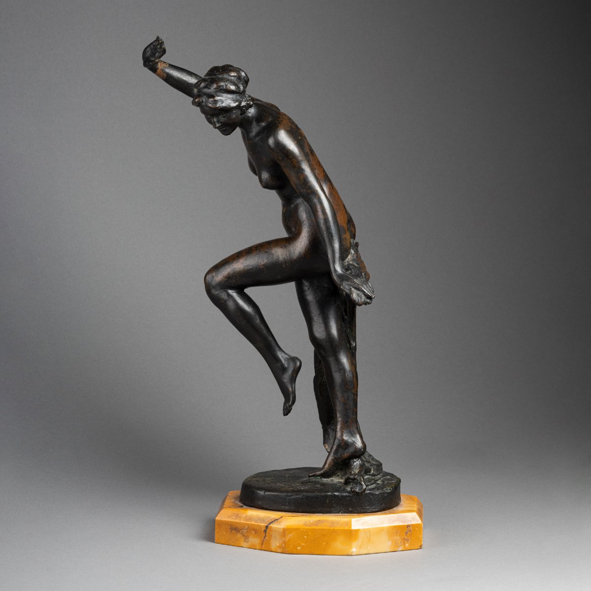 R. Roussel De Préville: "nude Dancer With A Veil," Bronze Sculpture, Ca. 1910