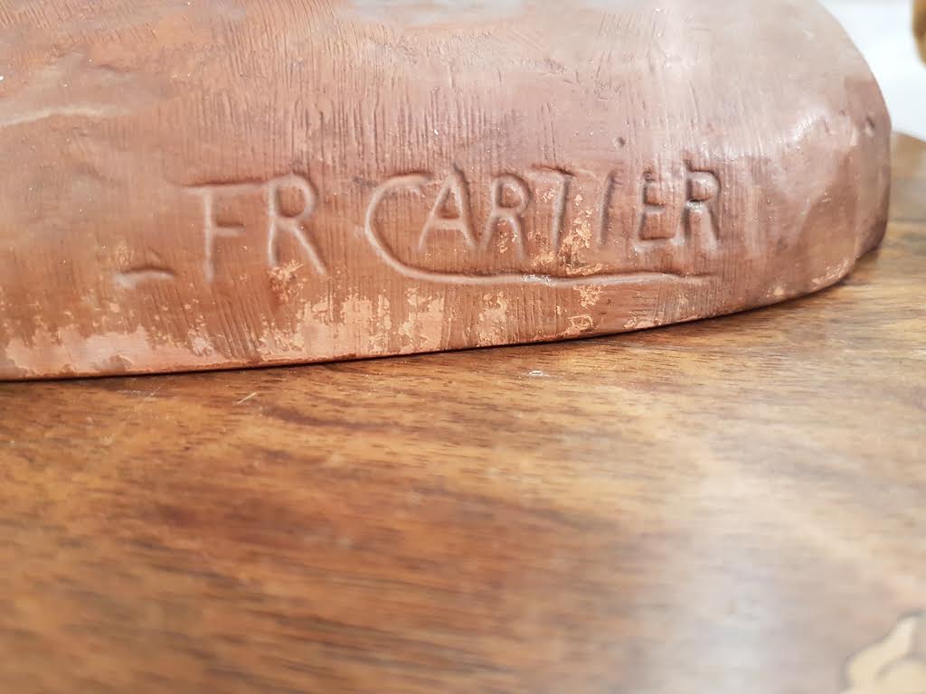 Levrier Barzoi En Terre Cuite, Signé Fr. Cartier-photo-4