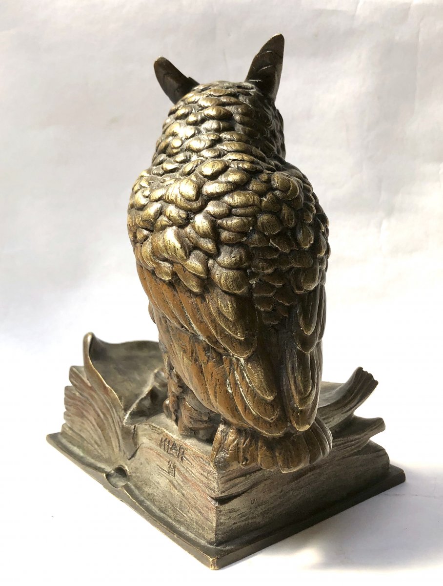 Hibou : Bronze De Vienne Signé Bergmann-photo-3