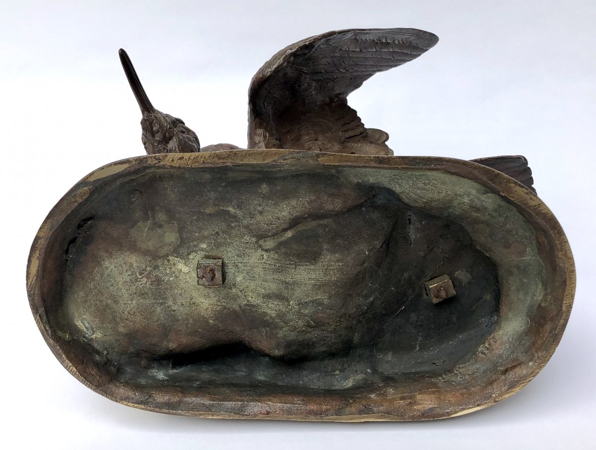 A.leonard: Bronze Sculpture Of A Woodcock In Flight-photo-6