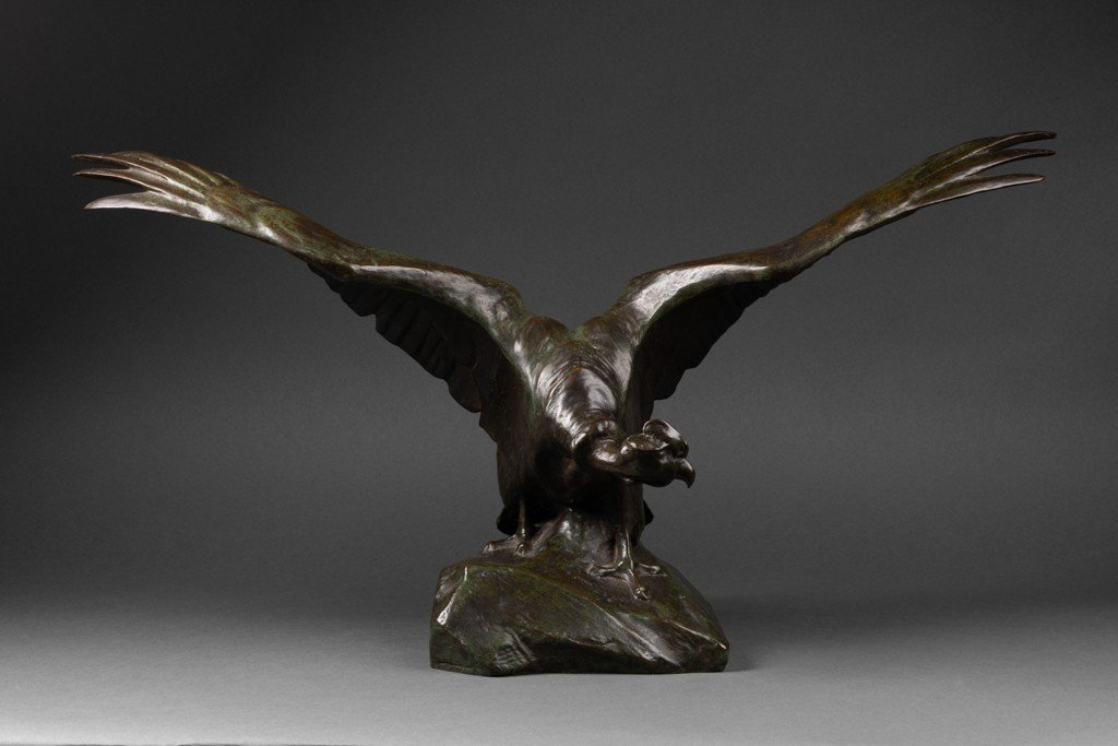 Josué Dupon (1864-1935) - Condor à l'Envol - Bronze Patiné - Fonte Verbeyst-photo-3