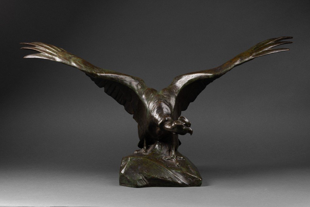 Josué Dupon (1864-1935) - Condor In Flight - Patinated Bronze - Cast Verbeyst-photo-3