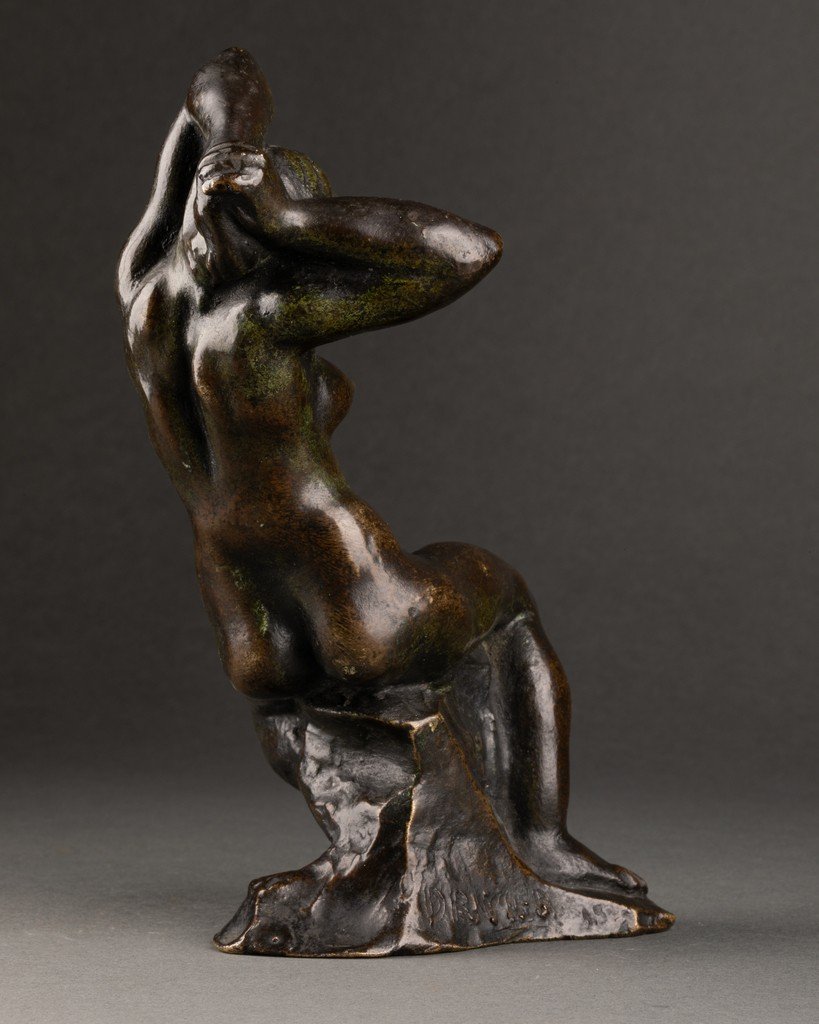 Léon-ernest Drivier (1878-1951) 'la Baigneuse' - Bronze Art Déco-photo-3