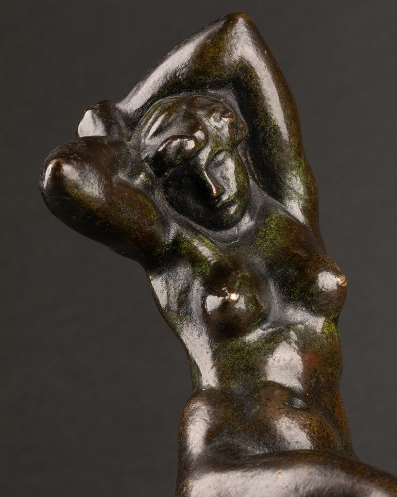 Léon-ernest Drivier (1878-1951) 'la Baigneuse' - Bronze Art Déco-photo-1