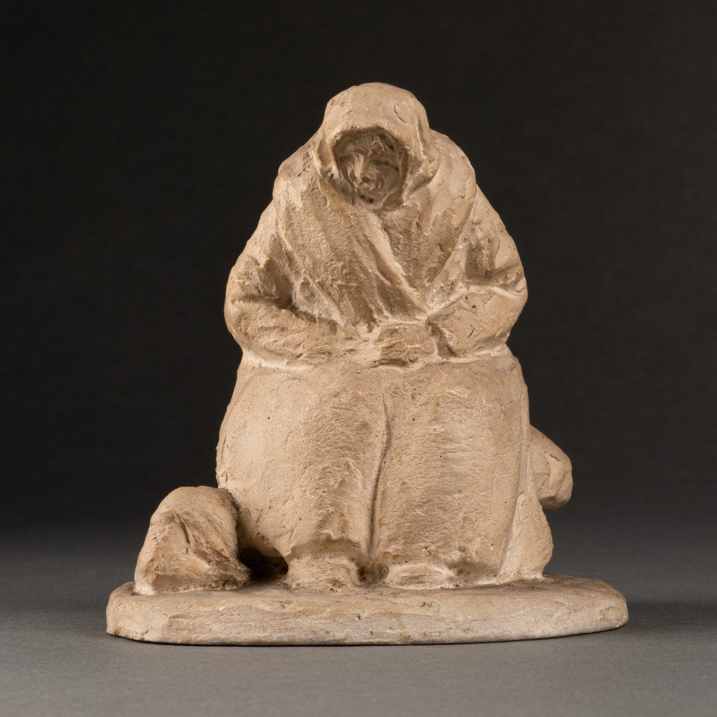 Gaston Schweitzer (1879-1962) Woman Seated On Rocks - Small Patinated Plaster Signed And Dated-photo-2