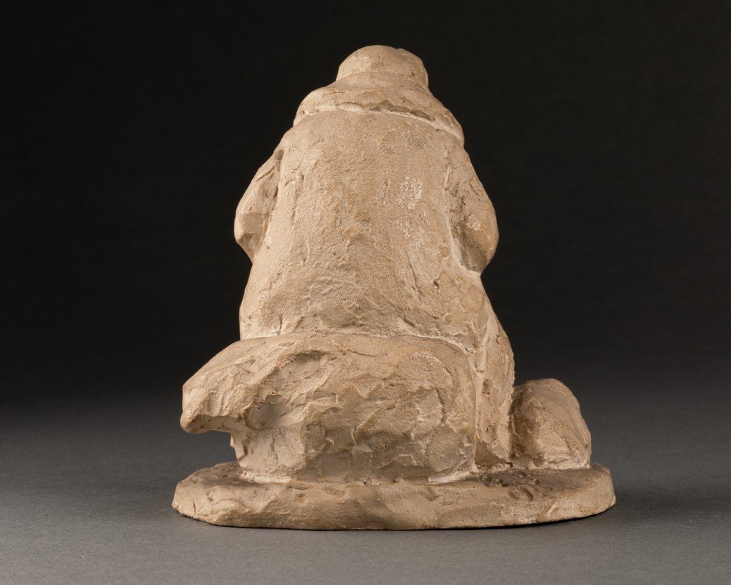 Gaston Schweitzer (1879-1962) Woman Seated On Rocks - Small Patinated Plaster Signed And Dated-photo-4