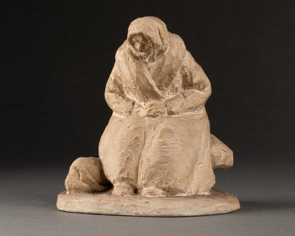 Gaston Schweitzer (1879-1962) Woman Seated On Rocks - Small Patinated Plaster Signed And Dated-photo-3