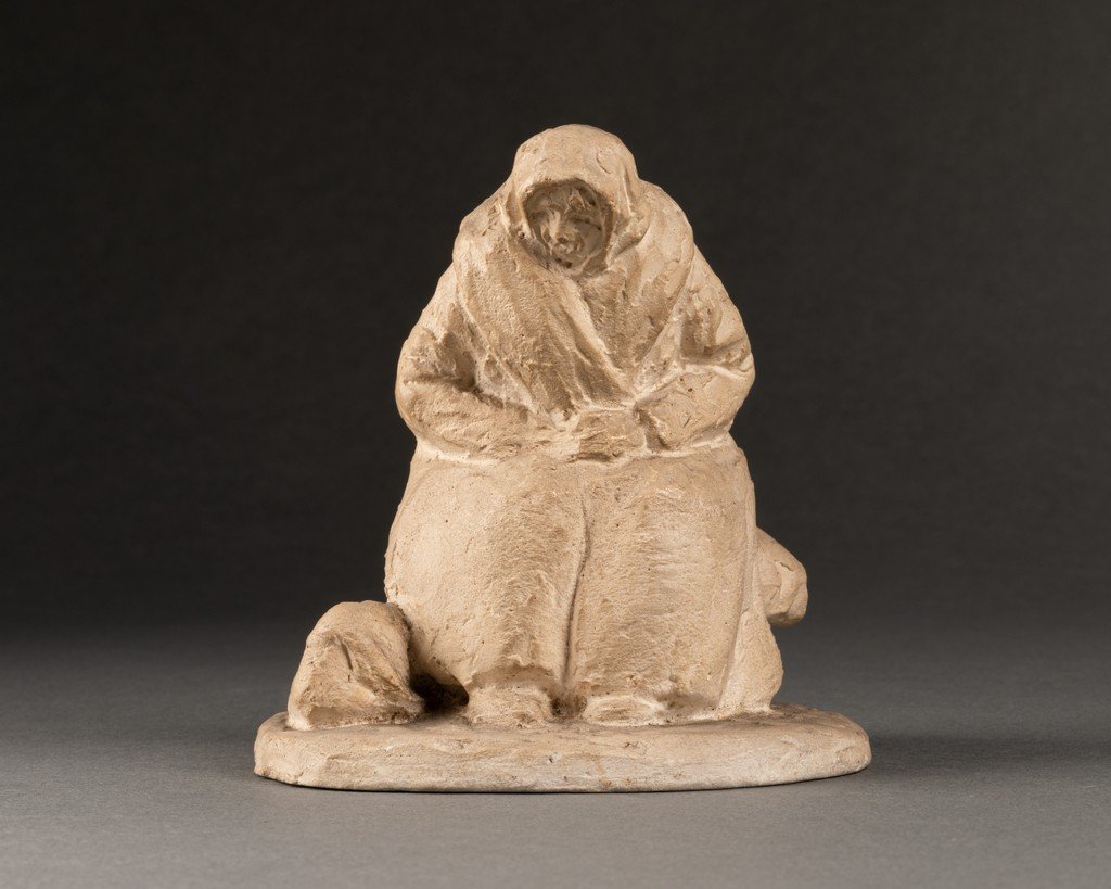 Gaston Schweitzer (1879-1962) Woman Seated On Rocks - Small Patinated Plaster Signed And Dated