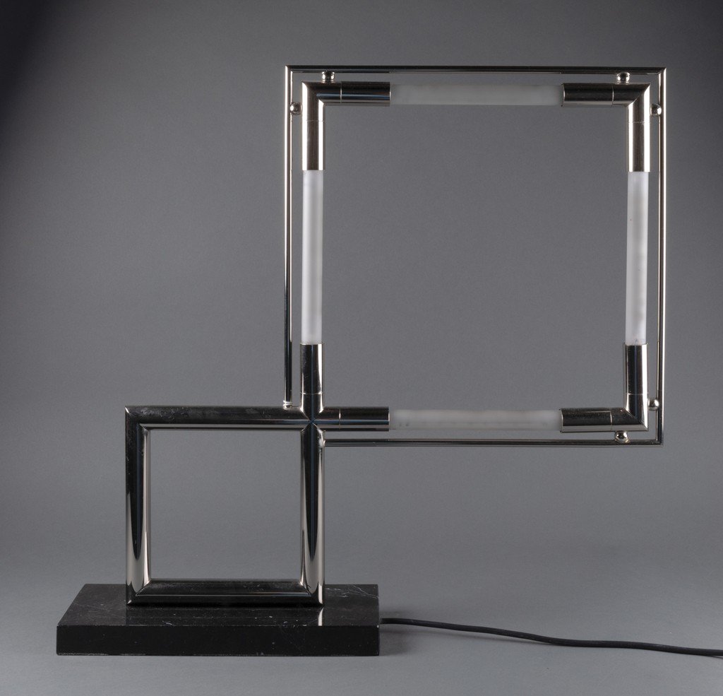 Jacques Adnet (1900-1984) Quadro Lamp, Neon Lights With Dimmers. 1980s/90s Edition-photo-2