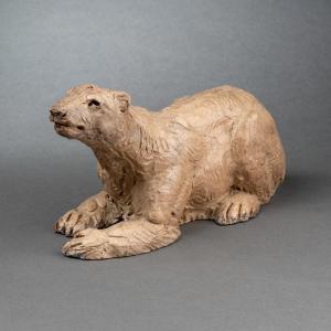 Henri Bargas (active Around 1930) 'polar Bear' Original Terracotta Proof