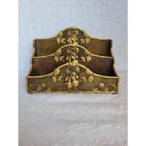 A. Sadoux - Porte-lettre En Bronze Richement Ciselé. Période Art Nouveau
