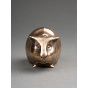 Edouard-marcel Sandoz (1881-1971) Cochon d'Inde (1919) Bronze Argenté. Fonte d'édition Ancienne