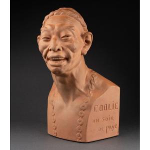 Jean Mich : " Coolie un soir de paye", Terre Cuite Patinée, édition Susse Vers 1920