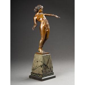 Carl Kauba (1865-1922): "salomé" - Rare Patinated And Ornamented Bronze Print, Early 20th Century.