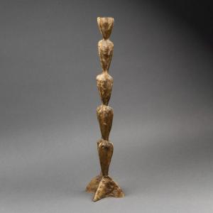 Franck Evennou (1958) Patinated Bronze Candlestick, Circa 1980.