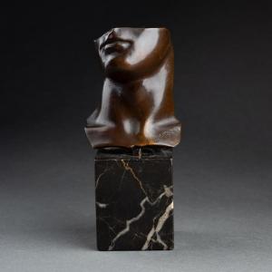 Igor MITORAJ "Portrait d'homme"  Bronze à patine brune.