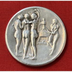 F.r. Carabin: Silver-plated Bronze Medal - Circa 1910