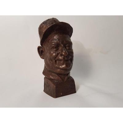 Small Head Of Character "golin" In Bronze Signed Yevievitch And Dated 1922-1927