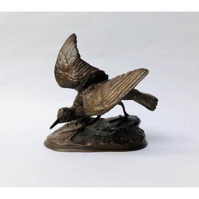 A.leonard: Bronze Sculpture Of A Woodcock In Flight