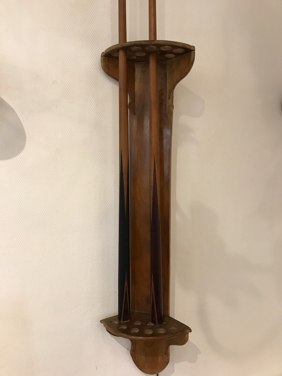 19th Century Cherry Billiard Cue Holder-photo-3