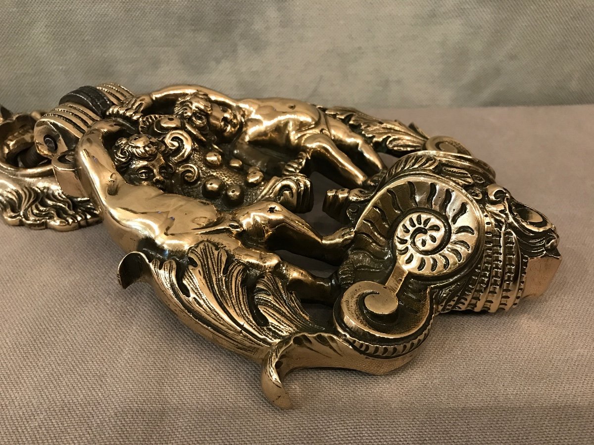 Beautiful Knocker In Polished Bronze And Varnish From The End Of The 18th Century-photo-2