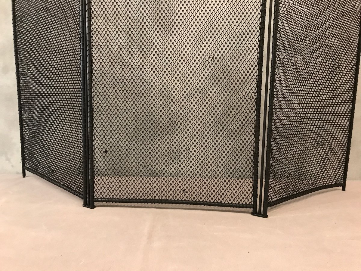 Old Fireplace Screen In Blackened Iron From The 19th Century-photo-2