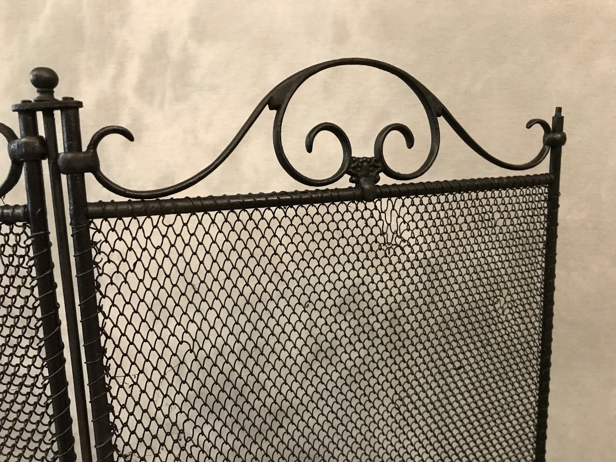 Old Fireplace Screen In Blackened Iron From The 19th Century-photo-3