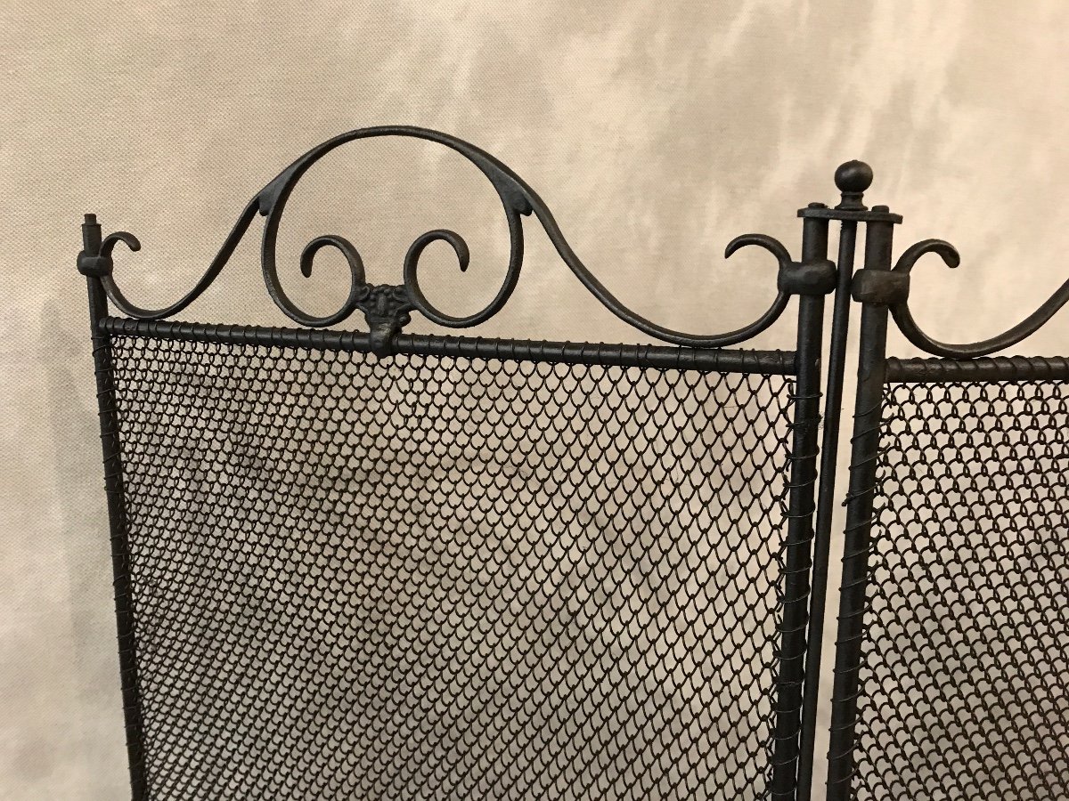 Old Fireplace Screen In Blackened Iron From The 19th Century-photo-4