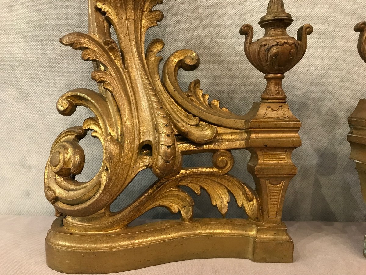 Décor De Cheminée En Bronze  Doré D’époque 19ème De Style Louis XV -photo-3