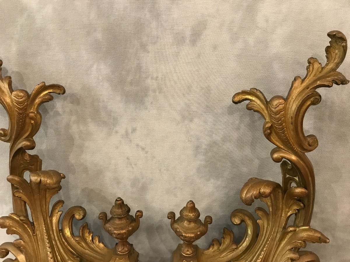Décor De Cheminée En Bronze  Doré D’époque 19ème De Style Louis XV -photo-1