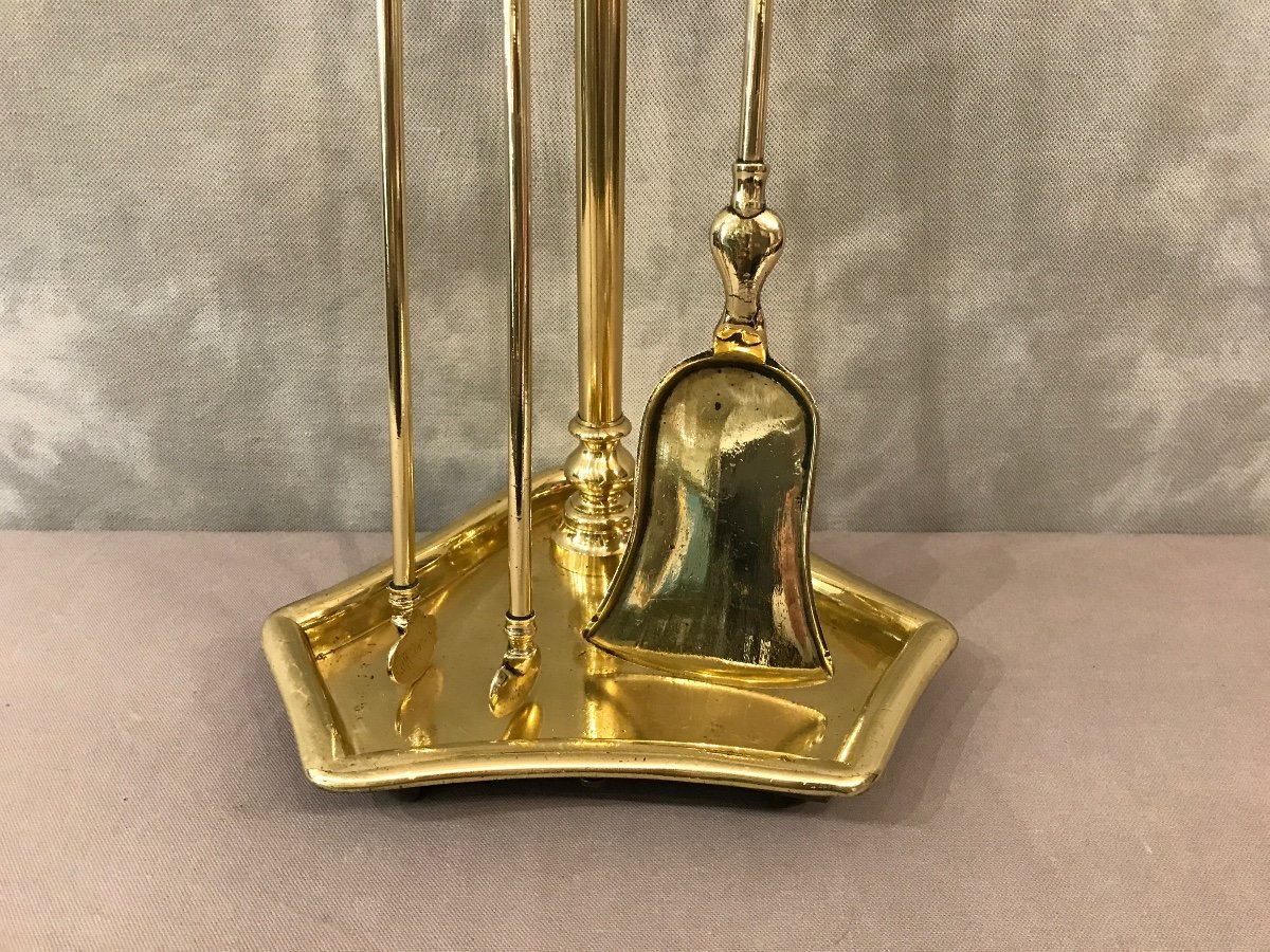 Antique Antique Brass Fireplace Servant From The 19th Charles X Period-photo-3
