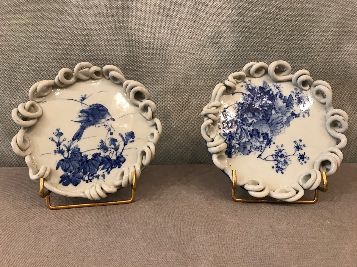 Paire De Dessous De Carafe En Porcelaine Japonaise D’époque 19 ème