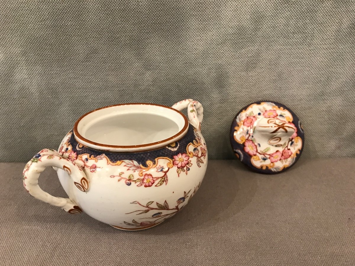 Small Sarreguemines Porcelain Sugar Bowl From The 19th Century-photo-3