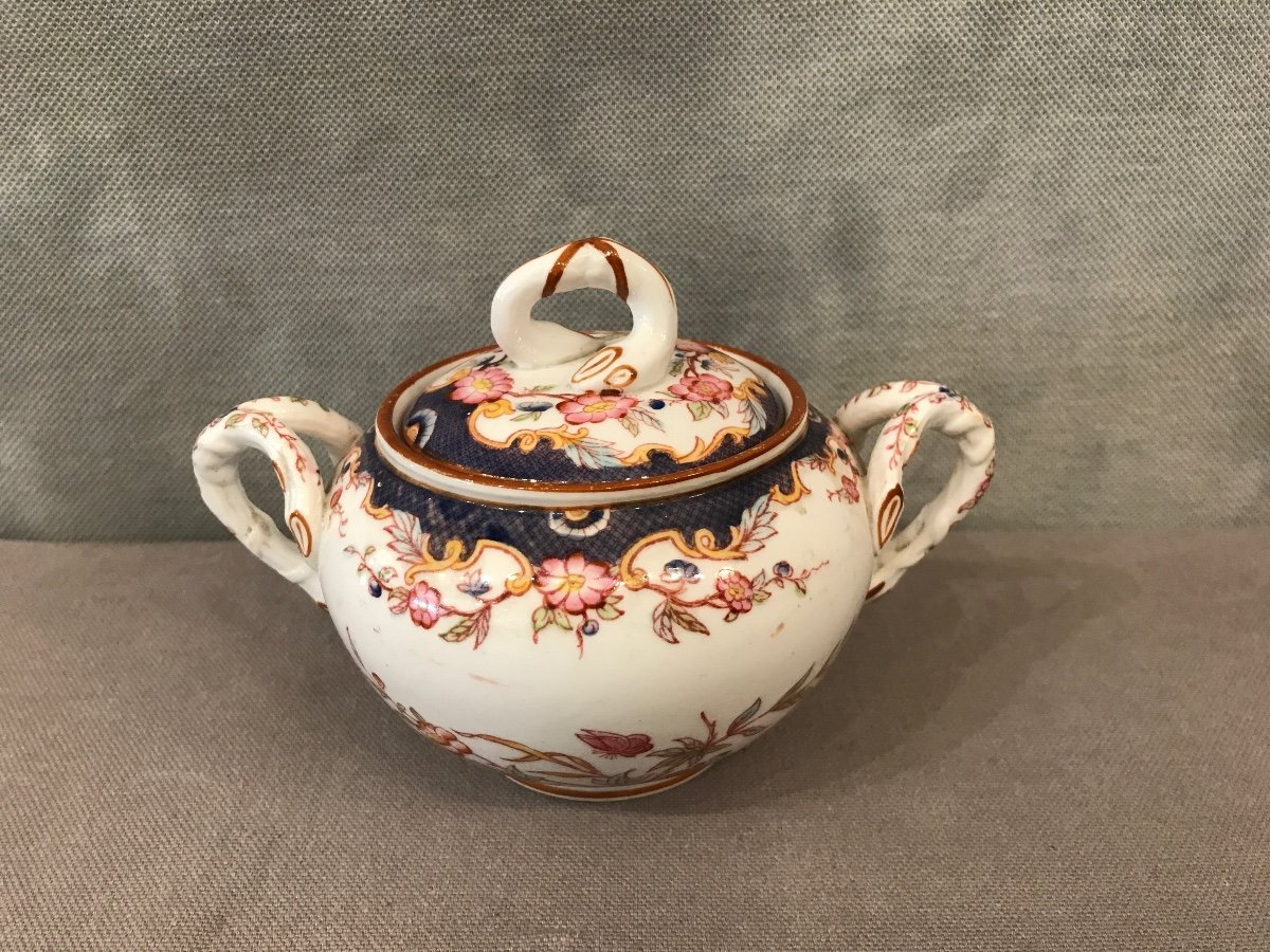 Small Sarreguemines Porcelain Sugar Bowl From The 19th Century