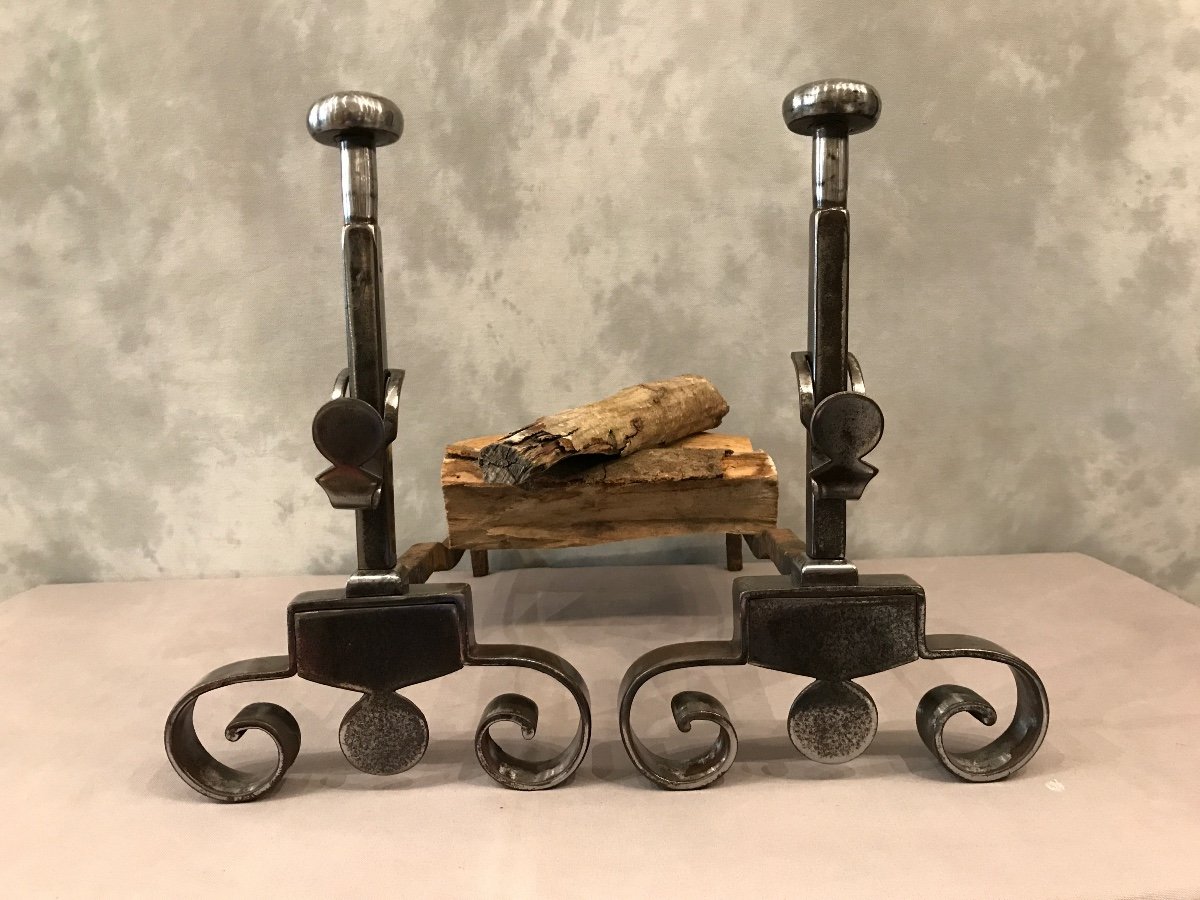 Pair Of 18th Century Wrought Iron Andirons