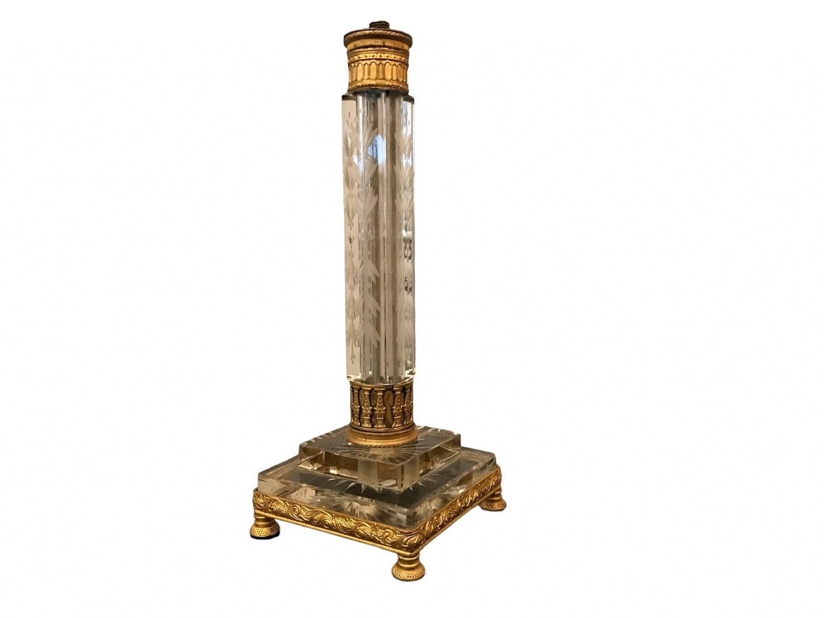 19th Century Crystal And Gilt Bronze Lamp Base-photo-3