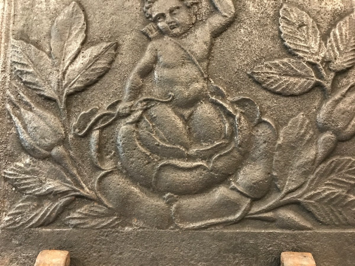 Plaque De Cheminée En Fonte D’époque 18 ème -photo-1