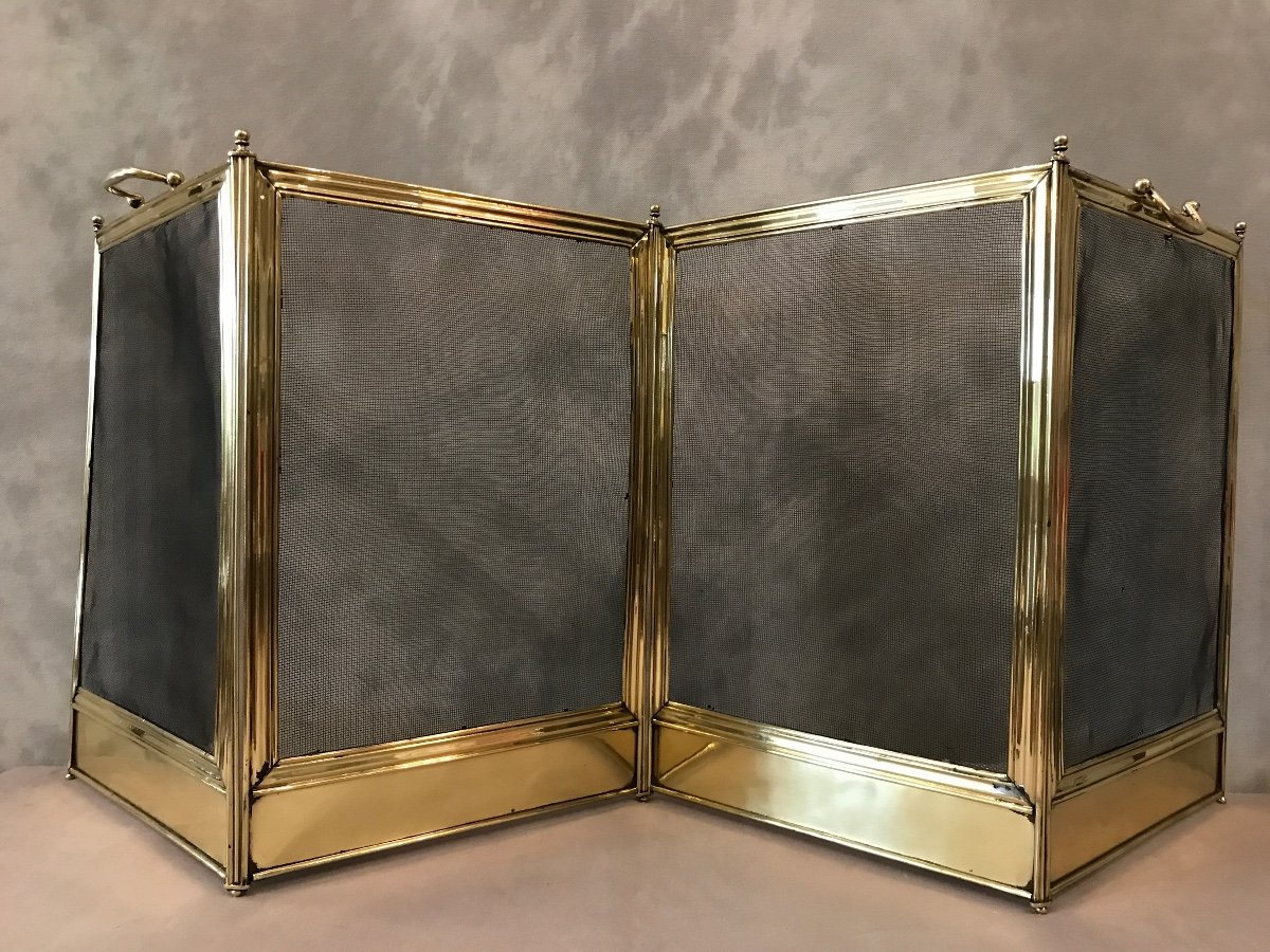 Old Brass Fireplace Screen From The 19th Charles X Period