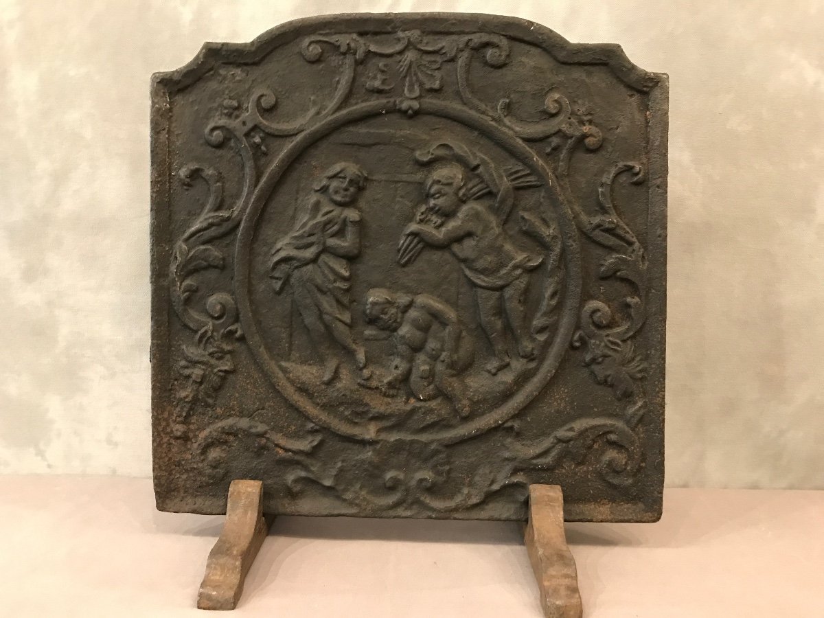 Old Cast Iron Fireplace Plate From The 18th Century-photo-1