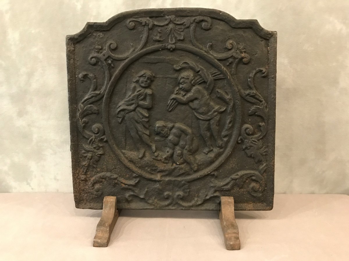Old Cast Iron Fireplace Plate From The 18th Century
