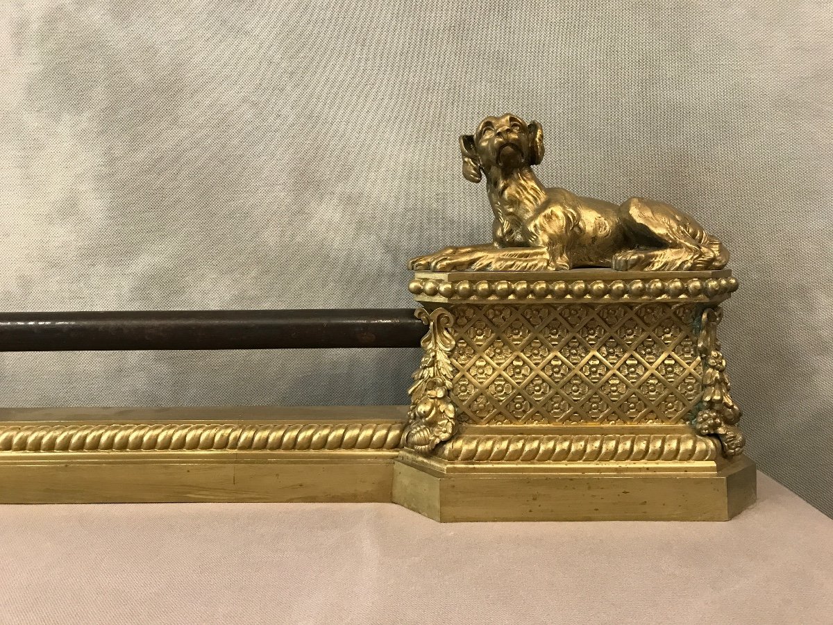 Foyer Bar, Bronze Fireplace Bar Decorated With Dogs From The 19th Century-photo-2