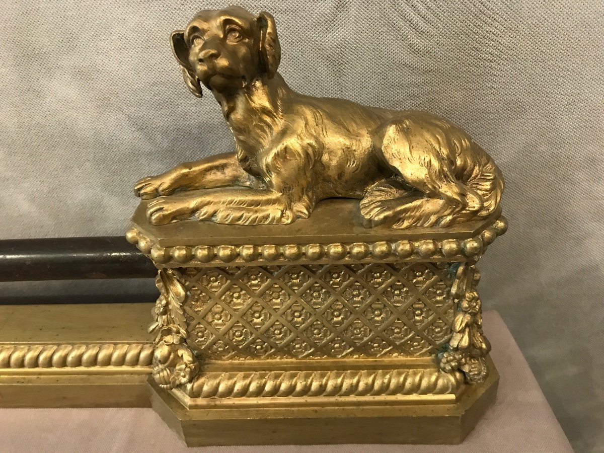Foyer Bar, Bronze Fireplace Bar Decorated With Dogs From The 19th Century-photo-3