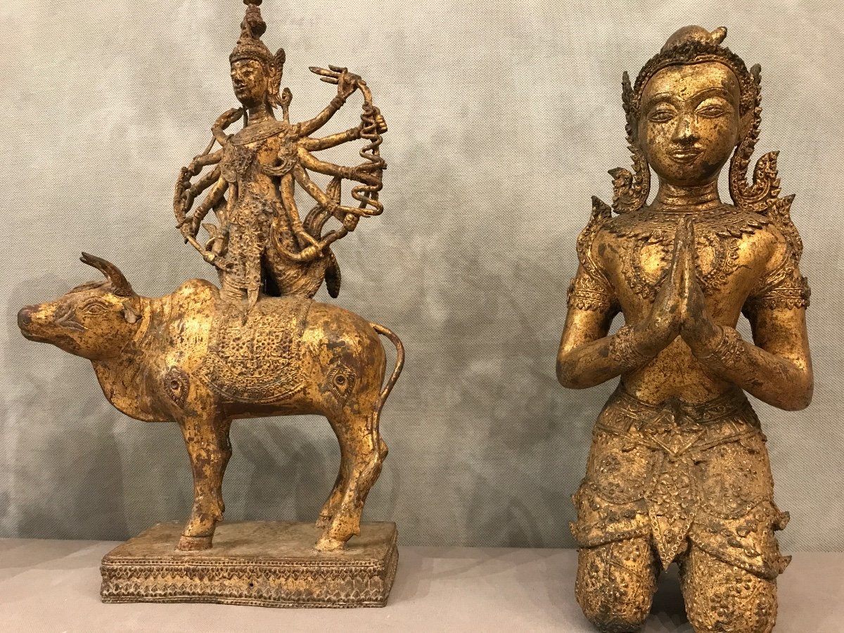 3 Pièces En Bronze Bouddhas Style Rattanakosim D’époque Fin XIX ème -photo-2