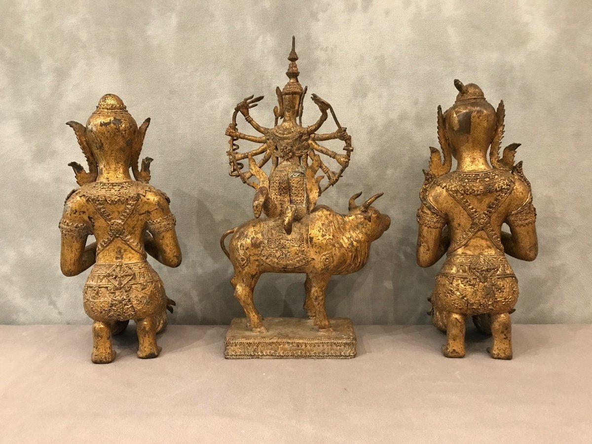 3 Pièces En Bronze Bouddhas Style Rattanakosim D’époque Fin XIX ème -photo-6